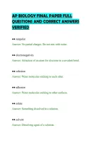 Ap Biology Final Paper Full&NewLine;Questions And Correct Answers&NewLine;Verified