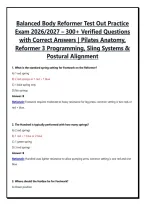 Balanced Body Reformer Test Out Practice Exam 2026&sol;2027 &ndash; 300&plus; Verified Questions with Correct Answers &vert; Pilates Anatomy&comma; Reformer 3 Programming&comma; Sling Systems & Postural Alignment