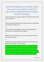 Hesi Rn Fundamentals Exit Exam Latest &NewLine;2026-2027 Actual Exam 100 Questions &NewLine;And Correct Answers With Ratioanles &NewLine;&lpar;Verified Answers&rpar; 