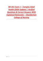 NR 341 Exam 1 &ndash; Complex Adult Health &vert; 2026 Updated Study Guide &vert; Questions & Answers with Explained Rationales &vert; Chamberlain University&NewLine;&NewLine;