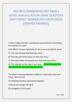 Hesi Rn Fundamentals Exit Exam 2 &NewLine;Latest 2026-2027 Actual Exam  Questions &NewLine;And Correct Answers With Ratioanles &NewLine;&lpar;Verified Answers&rpar; 