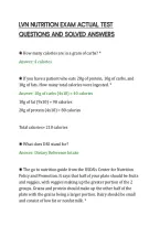 Lvn Nutrition Exam Actual Test&NewLine;Questions And Solved Answers&NewLine;