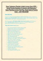 TEXAS TRADESMAN PLUMBER-LIMITED LICENSE PRACTICE EXAM MEGA TEST BANK &vert; 350&plus; HIGH-YIELD QUESTIONS & VERIFIED ANSWERS &vert; TSBPE & IPC&sol;IRC COMPLIANT &vert; GUARANTEED PASS STUDY GUIDE