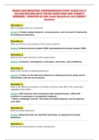 Brain And Behavior Comprehensive Study Guide Fully&NewLine;Solved Edition With Tested Questions And Correct&NewLine;Answers &vert; Updated Actual Exam Questions And Correct&NewLine;Answers&NewLine;