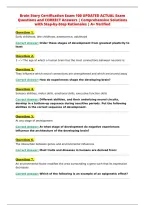 Brain Story Certification Exam 100 UPDATED ACTUAL Exam&NewLine;Questions and CORRECT Answers &vert; Comprehensive Solutions&NewLine;with Step-by-Step Rationales &vert; A&plus; Verified