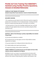 Florida ALF Core Training Test 2026&sol;2027 &vert; Assisted Living Facility Practice Questions&comma; Answers & Detailed Rationales
