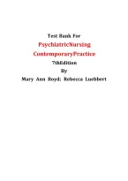 Psychiatric Nursing&colon; Contemporary Practice&comma; 8th Edition &mdash; Complete Test Bank &lpar;Mary Ann Boyd & Rebecca Luebbert&rpar;&NewLine;