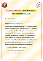 Test Bank Rationale&colon; ACCUPLACER Test Actual Exam 2026&sol;2027&NewLine;