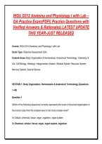 WGU D312 Anatomy & Physiology 1 OA Practice Exam&colon; NEWEST Questions with Answers & Rationales &vert; Complete Exam-Style Questions with Detailed Rationales &vert; 100&percnt; Verified Pass Guaranteed