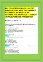 Nih Stroke Scale &lpar;Nihss&rpar; &ndash; All Test Groups A&ndash;F &lpar;Patients 1&ndash;6&rpar;&colon; Complete Answer Key With Questions&comma; Answers&comma; And Rationales &mdash; Verified And Fully Updated For 2025&sol;2026