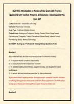 NUR1055 Introduction to Nursing Final Exam 200 Practice &NewLine;Questions with Verified Answers & Rationales &vert; latest update this &NewLine;year&period; pdf