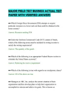 Major Field Test Business Actual Test&NewLine;Paper With Verified Answers