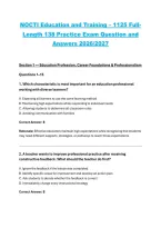 NOCTI Education and Training 1125 Practice Exam 2026&sol;2027&colon; 138 Questions&comma; Answers & Detailed Rationales