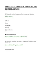 Mamas Test Exam Actual Questions And&NewLine;Correct Answers&NewLine;