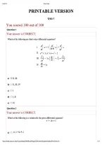 Engineering Mathematics Quiz 1 &ndash; Differential Equations Practice Test with Answer Key&NewLine;&NewLine;