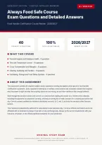  Always Food Safe Course Exam Food Handler Certification Review 2026&sol;2027 &ndash; Questions and Answers &vert; 100&percnt; Verified &vert; Detailed Rationales &ndash; Pass Guaranteed &ndash; A&plus; Graded 