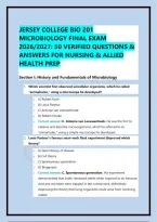 Jersey College Bio 201 Microbiology Final Exam 2026&sol;2027&colon; 50 Verified Questions & Answers For Nursing & Allied Health Prep