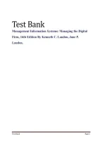  Test Bank for Management Information Systems&colon; Managing the Digital Firm 16th Edition by Laudon