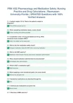 PRN 1032 Pharmacology and Medication Safety&colon; Nursing&NewLine;Practice and Drug Calculations &vert; Rasmussen&NewLine;University-Florida &vert; UPDATED Questions with 100&percnt;&NewLine;Verified Answers