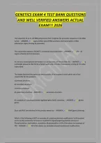 Genetics Exam 4 Test Bank Questions&NewLine;And Well Verified Answers Actual&NewLine;Exam&excl;&excl;&excl; 2026