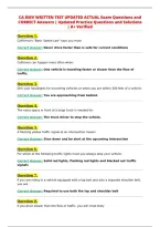 CA DMV WRITTEN TEST UPDATED ACTUAL Exam Questions and&NewLine;CORRECT Answers &vert; Updated Practice Questions and Solutions&NewLine;&vert; A&plus; Verified