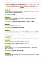 CA DMV WRITTEN TEST UPDATED ACTUAL Exam Questions and&NewLine;CORRECT Answers &vert; Premium Practice Test Workbook &vert; A&plus;&NewLine;Verified