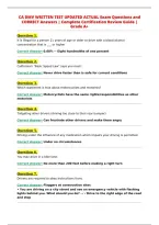 CA DMV WRITTEN TEST UPDATED ACTUAL Exam Questions and&NewLine;CORRECT Answers &vert; Complete Certification Review Guide &vert;&NewLine;Grade A&plus;