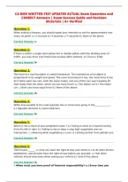 CA DMV WRITTEN TEST UPDATED ACTUAL Exam Questions and&NewLine;CORRECT Answers &vert; Exam Success Guide and Revision&NewLine;Materials &vert; A&plus; Verified