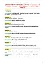 CA DMV WRITTEN TEST UPDATED ACTUAL Exam Questions and&NewLine;CORRECT Answers &vert; Verified Questions and Answer Key &vert;&NewLine;Grade A&plus;