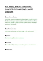 Aqa A Level Biology 7402&sol;1 Paper 1&NewLine;Complete Study Guide With Solved&NewLine;Questions