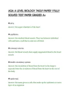 Aqa A Level Biology 7402&sol;1 Paper 1 Fully&NewLine;Solved Test Paper Graded A&plus;