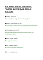 Aqa A Level Biology 7402&sol;1 Paper 1&NewLine;Practice Questions And Detailed&NewLine;Solutions