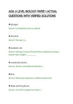 Aqa A Level Biology Paper 1 Actual&NewLine;Questions With Verified Solutions