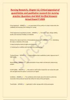 Nursing Research&comma; Chapter 12&comma; Critical appraisal of&NewLine;quantitative and qualitative research for nursing&NewLine;practice Questions And Well Verified Answers&NewLine;Actual Exam&excl;&excl;&excl; 2026