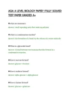 Aqa A Level Biology Paper 1 Fully Solved&NewLine;Test Paper Graded A&plus;