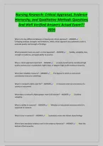 Nursing Research&colon; Critical Appraisal&comma; Evidence&NewLine;Hierarchy&comma; and Qualitative Methods Questions&NewLine;And Well Verified Answers Actual Exam&excl;&excl;&excl;&NewLine;2026