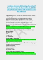 Test Bank- Anatomy & Physiology The Unity Of&NewLine;Form And Function By Kenneth Saladin&comma; 10th Ed&NewLine;&lpar;New&rpar; Practice Questions With Verified Answers&NewLine;And Rationales
