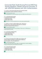 Community&sol;Public Health Nursing-Final and HESI Prep&colon;&NewLine;Practice Questions &vert; Western Governors University &vert; D&NewLine;446 &vert; UPDATED Questions with 100&percnt; Verified Answers