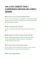 Aqa A Level Chemistry Paper 3&NewLine;Comprehensive Questions And Correct&NewLine;Answers