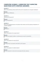 Computer Science 1 Semester Test Expected&NewLine;Questions With Verified Answers
