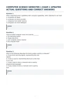 Computer Science Semester 1 Exam 1 Updated&NewLine;Actual Questions And Correct Answers