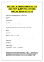 Anatomy & Physiology Chapter 1&NewLine;Test Bank Questions And Well&NewLine;Verified Answers&excl;&excl;&excl; 2026