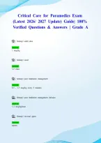 Critical Care for Paramedics Exam &lpar;Latest 2026&sol; 2027 Update&rpar; Guide&vert; 100&percnt; Verified Questions & Answers &vert; Grade A