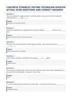 Concrete Strength Testing Technician Updated&NewLine;Actual Exam Questions And Correct Answers