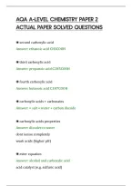 Aqa A-Level Chemistry Paper 2&NewLine;Actual Paper Solved Questions