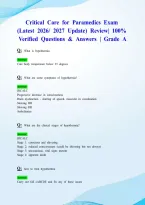 Critical Care for Paramedics Exam &lpar;Latest 2026&sol; 2027 Update&rpar; Review&vert; 100&percnt; Verified Questions & Answers &vert; Grade A&NewLine;