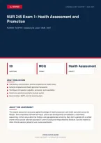 NUR 245 Health Assessment and Promotion Exam 1 MCPHS 2026&sol;2027 &ndash; Questions and Answers &vert; 100&percnt; Verified &vert; Complete Verified Answers &ndash; Pass Guaranteed &ndash; A&plus; Graded