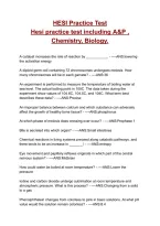 HESI Practice Test &NewLine;Hesi practice test including A&P &comma; Chemistry&comma; Biology&period;&vert;100&percnt; Verified&vert; 2026&NewLine;