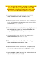 ONTARIO AUTO Comprehensive Resource To Help You Ace &NewLine;Exams Includes Frequently Tested Questions With &NewLine;ELABORATED 100&percnt; Correct COMPLETE SOLUTIONS &NewLine;Guaranteed Pass First Attempt&excl;&excl; Current Update&excl;&excl; 