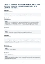 Critical Thinking Nur 200 Hondros&comma; 200 Exam 1&NewLine;Critical Thinking Expected Questions With&NewLine;Verified Answers